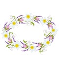 Oval gift wreath with daffodils, rose and lavender Royalty Free Stock Photo